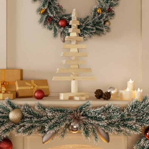 Home Items, Weihnachtsbaum aus Holz, zur Dekoration, 60 cm, Massivholz, Kiefer, Anzugmöbel