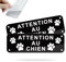 SINMAO Panneau Signalétique Attention Aux Chiens Adhesif 15x5cm, Aluminium Métallique Réfléchissant pour L'intérieur et L'extérieur noir x2