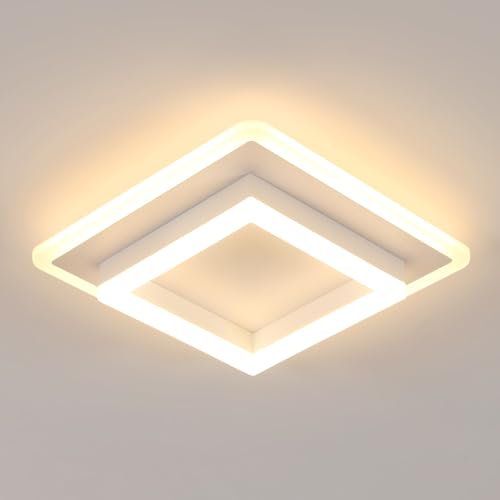 DELIPOP Moderne Deckenleuchte LED, 30W Deckenlampe Quadratisch 3000K Warmweiß, Deckenbeleuchtung aus Aluminium LED Lampe Weiß für Schlafzimmer, Wohnzimmer, Küche, Flur