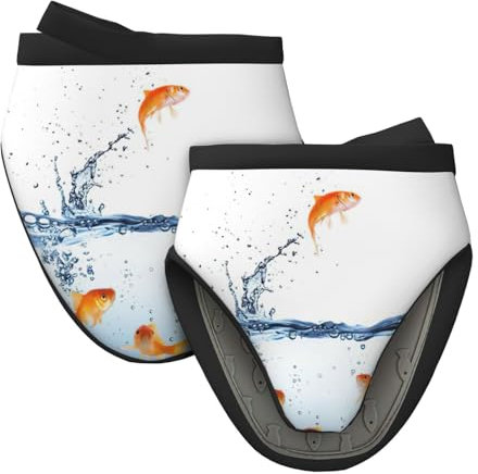 Ofenhandschuhe, Motiv: Fisch im Wasser, hitzebeständig, Mini-Silikon-Ofenhandschuhe, für Küche, Kochen, Backen, 1 Paar