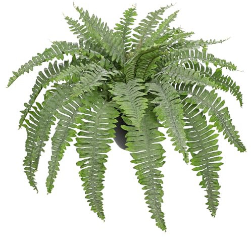 Hollyone Fougère de Boston artificielle en pot de 88 cm pour intérieur et extérieur, fausses plantes givrées pour décoration d'intérieur, jardin, terrasse, balcon, salon