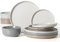 Richmount Milkyway Geschirrset，12-teiliges teller set，Sprenkel Steingut Geschirr Set für 4 mit Speiseteller, Dessertteller, Müslischalen, Mikrowellen & Spülmaschinenfest, Mehrfarbig