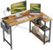 CubiCubi Schreibtisch mit Regalen, Kleiner L-förmiger Eckschreibtisch mit Ablagefächern, Schreibtisch für Heimbüro, Umkehrbarer Computertisch Gaming Tisch,120cm Hellbraun