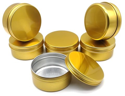 Wopanxye Lot de 6 boîtes en aluminium vides de 150 ml avec couvercle, contenants pour maquillage et baume à lèvres, boîtes de voyage rondes en métal, boîtes cosmétiques de 5 oz, boîtes en métal pour
