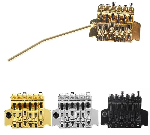 Ponte Tremolo Gold, Silver, Black Floyd Rose a Doppia Chiusura per Chitarra Elettrica - Vibrato per Prestazioni Migliorate (GOLD)