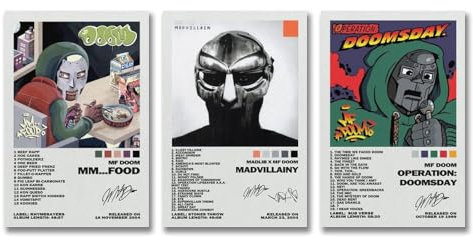 aizhimi Ein Set von 3 Mf-Postern, Doom-Album, Signatur-Poster, Wandkunst, Leinwandposter, Raumdekor-Poster, 50 x 75 cm, 3 Stück Stil