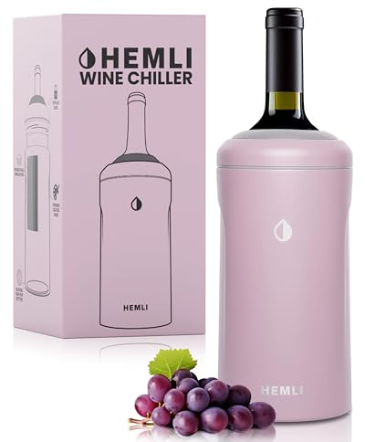 HEMLI Wine Bottle Chiller Insulator Sleeve, Keeps Wine and Champagne Cold for 12 Hours, Vacuum Insulated Wine Bottle Cooler