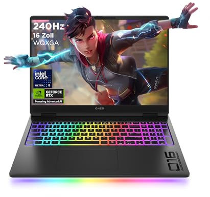 HP Omen MAX - Portátil para videojuegos de 16 pulgadas, pantalla 2K 240Hz, Intel Ultra 9-275HX (24C), NVIDIA GeForce RTX 5080 16 GB VRAM, 32 GB DDR5 RAM, 1 TB SSD, Windows 11, QWERTZ, carcasa de