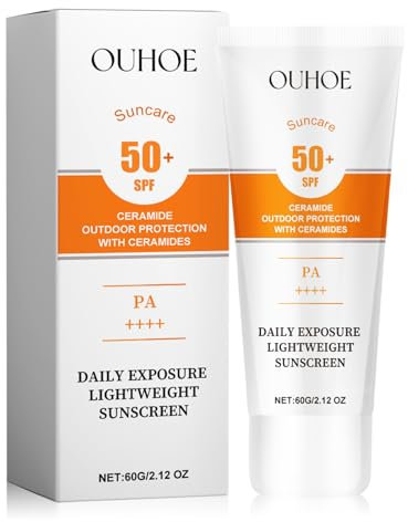 Sonnencreme LSF 50, 60g Sunscreen SPF 50 mit Ceramiden, Feuchtigkeitsspengende Sonnenschutzcreme, Nicht Fettend, Starker UVA-UVB-Schutz, Sonnencreme Schutzfaktor 50, für Alle Hauttypen