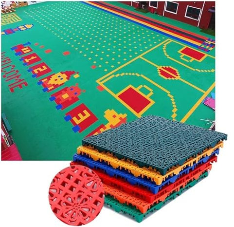 Pavimentazione modulare ad incastro per esterni， Piastrelle for pavimenti modulari ad incastro for esterni, tappetino sportivo for asili e scuole, tappetino impermeabile in gomma antiscivolo, 25x25 cm