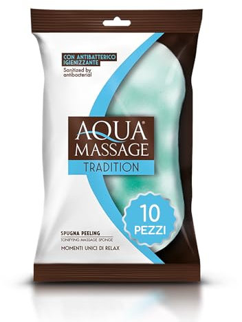ARIX | 10 Massageschwämme für den Körper der Linie Aqua Massage Tradition, weicher Schwamm für Körpermassage mit antibakteriell, für Momente der Entspannung - 10 Schwämme