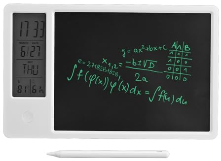 10inch LCD Writing Tablet Doodle Board, with Lock Function and Digital Clock Calendar, Erasable Drawing Pad for Gift School Home Office (White)