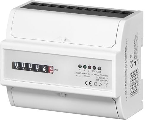 Miratic Stromzähler 3 Phasen Analoge 100A 7 Module - Stromzähler Hutschiene DIN TH-35mm
