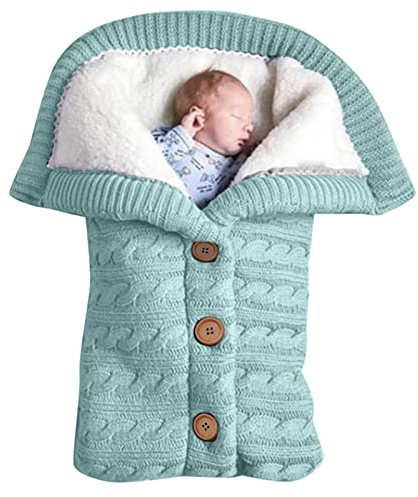 Kinderwagen Baby, Weich Warmes Plüsch Draussen Schlafsack, Stricken Winter Buggy Babyschale Winterfußsack Übergangsfußsack Fußsack Babydecke Babyschlafsack Footmuff für alle Kinderwagen (Grün)