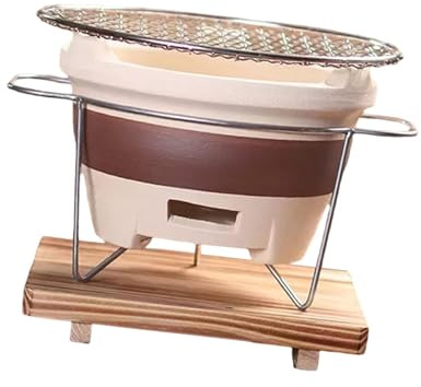 Gralara Pottery Barbecue Ton Grill Kohleofen Multifunktionaler Keramikgrill Schnelles Anzünden mit Luftlöchern Und Aschefach für Gartenfest Teestunde Wa, Mehrfarbig, 24x24cm