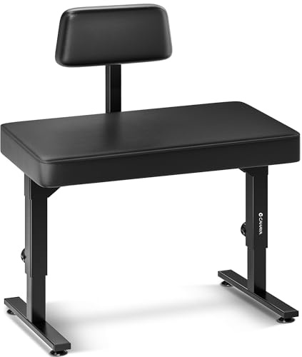 CAHAYA Klavierbank höhenverstellbar, faltbar mit Rückenlehne, max. 200 kg | 67 × 33 cm Sitz, 62 mm Polsterung, Stahlrahmen & PU-Bezug – für Kinder, Erwachsene, Unterricht, Studio & Bühne