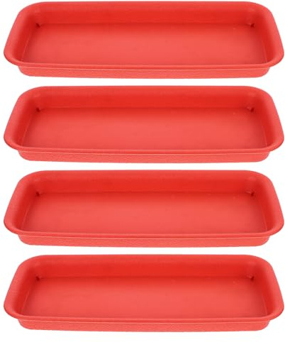 SHINEOFI Bacs Égouttoirs Rectangulaires Lot de 4 en Résine Base Renforcée pour Pots de Fleurs d'Intérieur et Plateau de Récupération d'eau