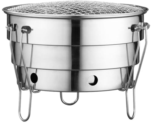 Portable Charcoal Silver Steel Stainless Grill for Cooking