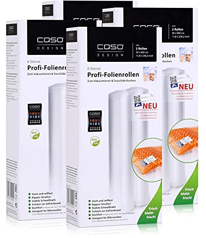 Caso Profi-Folienrollen 30x600cm / 2 Rollen für Vakuumierer Caso (4er Pack)