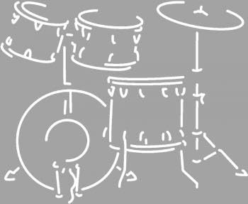 Aufkleber Applikation - Schlagzeug - Drumkit - AP0671 - versch. Größen Farbe weiß, Größe 30cm