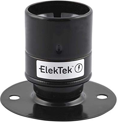 ElekTek ES E27 Edisongewinde Fester Sockel Lampenfassung mit Glattmantel Ideal zur Aufbaumontage von Vintage-Filament-Lampen Nachtschwarz