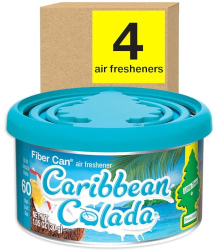 Litte Trees Carribean Colada Fiber Can Air Freshener, 4 Pack