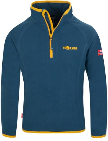 Trollkids Kids Nordland Half Zip 176, Mystic Blue/Yellow