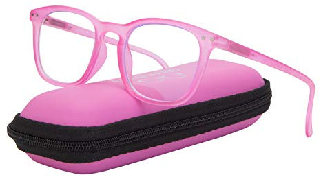 EYEGUARD Occhiali bloccanti luce blu per bambini, occhiali da gioco per ragazzi e ragazze, età 5-9 anni, anti-abbagliamento e affaticamento degli occhi, con filtro UV, Colore: rosa., 44-18-125