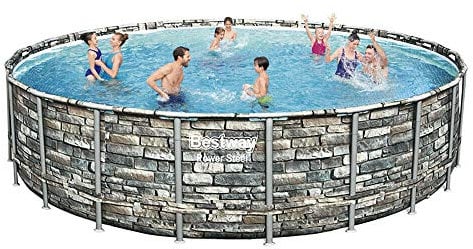 Bestway Piscina Fuori Terra Power Steel, Effetto Pietra