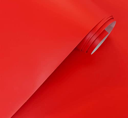 Papier Adhesif pour Meuble Rouge Mat Film Adhesif pour Mur Cuisine Fenêtre Toilette Cristal Vinyle Decoratif Impermeable Stickers Meubles 40x300 cm