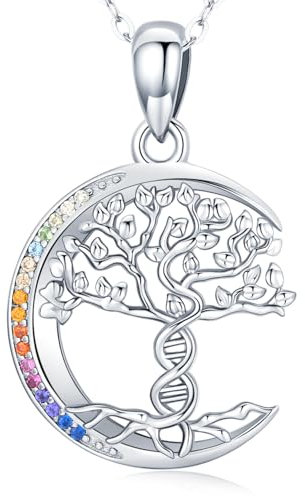Friggem Collier arbre de vie pour femme, pendentif arbre de vie en argent sterling 925, collier noeud celtique pendentif arbre généalogique, 18 chaîne arbre de vie bijoux cadeaux pour femme mère