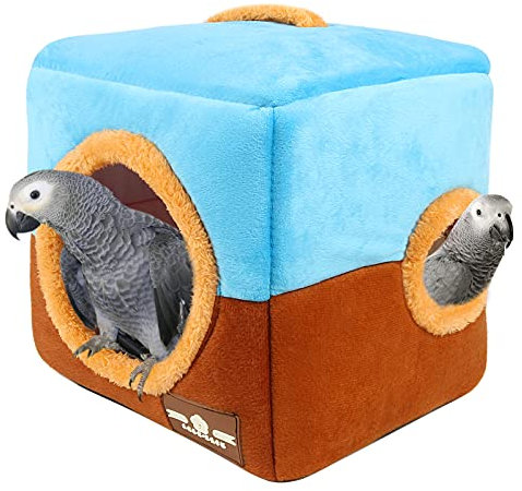 GINDOOR Großes Papageiennest – Winter-warme Vogelhütte, zum Aufhängen, Vogelhaus, Käfig, Versteck für große Vögel, Amazon-Papageien, Graue Kakadus, Aras