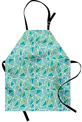 ABAKUHAUS Türkis Kochschürze, Aqua Colored Triangles, Höhenverstellbar Klare Farben ohne verblassen, Dunkle Seafoam und Mandelgrün