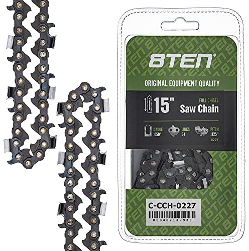 8TEN Full Chisel Chainsaw Chain 15 Inch .050 .325 64DL for Husqvarna 50 55 455 Rancher Jonsered 325 Dolmar