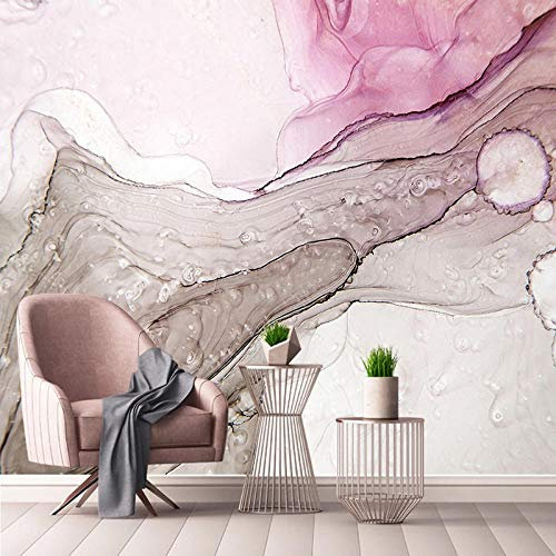 YXTSmurals Fond D'Écran Photo Effet 3D Rose Mode Texture Marbre Papier Peint Panoramique 3D Tapisserie Intissé Murales Poster Décoration Murale Effet Trompe Loeil