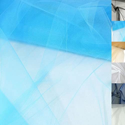 TOLKO Tüll feiner Netzstoff | Uni Tüllstoff als Deko-Stoff zum Nähen, Dekorieren und Basteln | Durchsichtig Hauch Zart | 300cm breit Meterware für Vorhang Kleid Hochzeit Party Deko (Türkis)