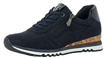MARCO TOZZI Damen Sneaker flach mit Schnürsenkeln und Reißverschluss Vegan, Blau (Dk.Navy Comb), 38