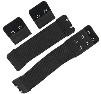 HEALLILY Bra Strap Extenders Bra Lengthened Strap Elastic Stretchy Bra Extension Buckle Bra Extension Band for Girl Lady Women Madam 2 Hooks (Black)