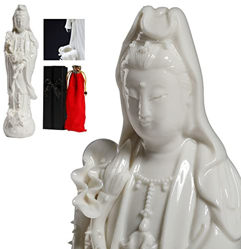 Guan Yin, Quan Yin, Kwan Yin, Kuan Yin, Buddha-Statue, Tropfendes Wasser, Guanyin-Zen, meditierende Statue, Göttin der Barmherzigkeit und Mitgefühl, Yoga, spirituelles Feng Shui-Dekor aus Keramik