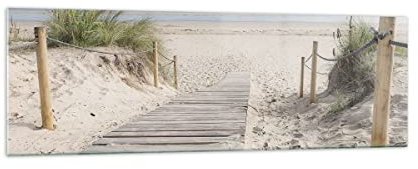 Panorama Bilder auf Glas 160x50cm Glasbild Strand Düne Eintritt Groß XXL Wanddeko Bild im Glas Schlafzimmer Küche Wandbilder Dekoration Wohnzimmer Modern Wall Decor Wand Kunstdruck Art GAB160x50-4188