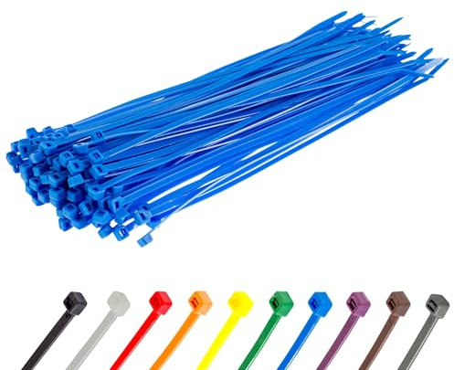 Gocableties Blue Cable Ties, 300mm x 3.6mm, Pack of 100, 12” Premium Nylon Zip Ties, Multi-Purpose Plastic Tie Wraps, Secure Self-Locking Mechanism, for Home, Garden, Office and DIY