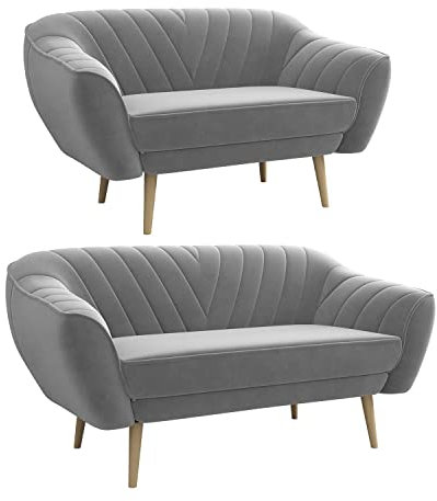 MKS MEBLE Sofa - Moderne Sofa Set 3+2 - Skandinavische Deko Polstersofa - Viki Zwei Loungesofas - Fünf Personen Grau