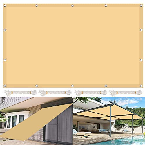 CHBIN Sonnenschirm Segel Sonnenschutz Netz 5x7M Sonnenschutz | Wetterschutz | Wasserabweisend Sonnensegel Wasserdicht Rechter Winkel Mit Spannseilen Für Garten Terrasse Balkon, Beige, 21985