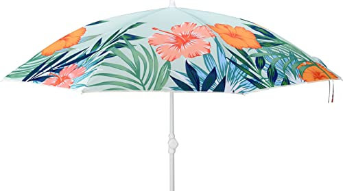 matrasa Sonnenschirm Tropical Flower höhenverstellbar mit Knickgelenk & UPF 40+ Ø160 cm Grün