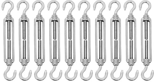 LOLYSIC 10 Stück M6 304 Edelstahl Stahlseil Seilspanngarnitur, Spannschloss Haken und Haken, für Sonnensegel,Rankhilfe Edelstahl Seilsystem,Gartendraht,Zaunspanner,wäscheleine.