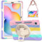 Gerutek for Samsung Tab S6 Lite Case kids 2024/2022/2020, Samsung Tablet S6 lite Heavy Duty Shockproof Rugged Silicone Protective Case with 360 Rotating Hand Strap& Stand, Shoulder Strap Case, Rainbow