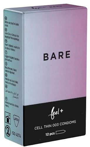 Feel Bare, extrem dünne und unspürbare Kondome, nur 0.03mm Wandstärke, ein Gefühl von fast völliger Nacktheit bei maximalen Schutz, 1 x 12 Stück