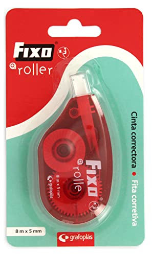 Fixo Roller - Ruban correcteur pour stylos, séchage instantané, design ergonomique, matériel scolaire 5 mm x 8 m