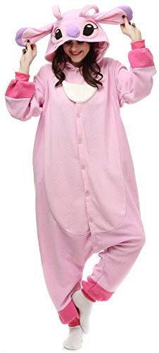 FunnyCos Pyjama unisexe à capuche pour adulte - Pour Halloween et cosplay, Stitch Rose, M