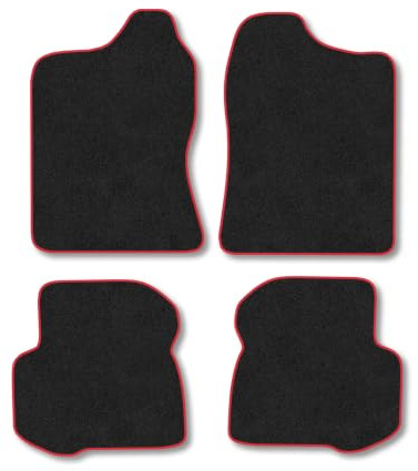 Suzuki Jimny (1998-2018) [Manual] Carpet Car Mats | Red Edge Trim Tailored Fit Floor Mats Full Coverage Protection Accessories Easy Clean Anti Slip Made in the UK